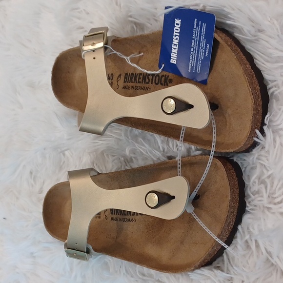 BRAND NEW Birkenstock Gizeh Soft Cork Footbed Thong Gold EU Size 40 - Picture 2 of 16